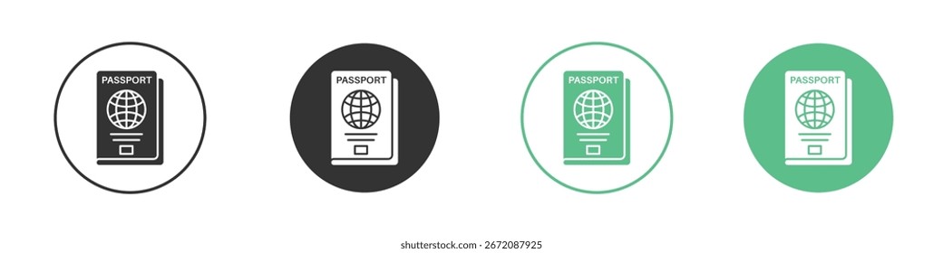Ícone do Passport Conjunto de Ícones de Vetor de Linha Plana Mínimo.