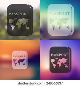 passport icon on blurred background