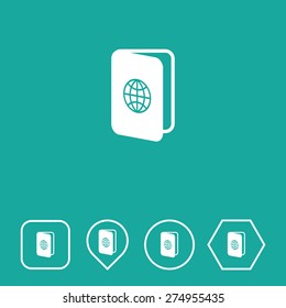 Passport Icon on Flat UI Colors with Different Shapes. Eps-10.
