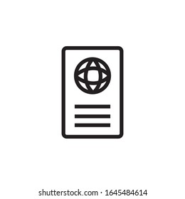 Icono de Passport sobre fondo blanco. Icono de pasaporte de línea sobre fondo blanco simple
