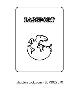 icono de pasaporte en fondo blanco, ilustración de vector