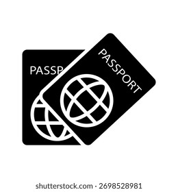 Icono de pasaporte sobre fondo blanco