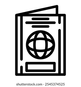 Passport icon in Outline Style. Line Art