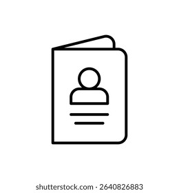Passport Icon Outline Thin Line Symbol for ID Document Travel or Identification