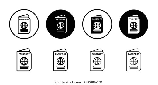 Passport icon Outline thin set pack series