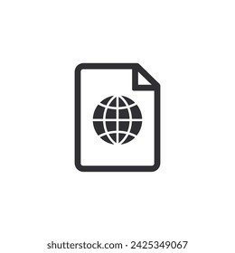 Passport icon. Profile icon. Id card. Identification card icon. Personal document. Business card sign. Id passport. Worker's pass. Globe icon. World symbol. International document. Global file. Data