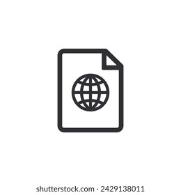 Passport icon. Profile icon. Id card. Identification card icon. Personal document. Business card sign. Id passport. Worker's pass. Globe icon. World symbol. International document. Global file. Data