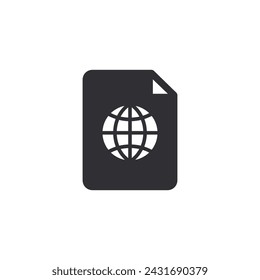 Passport icon. Profile icon. Id card. Identification card icon. Personal document. Business card sign. Id passport. Worker's pass. Globe icon. World symbol. International document. Global file. Data