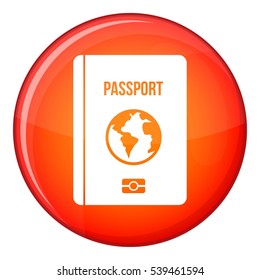 Passport icon in red circle isolated on white background vector illustration