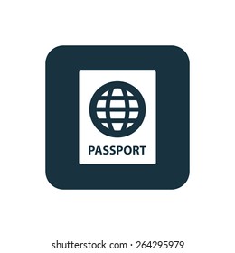passport icon Rounded squares button, on white background
