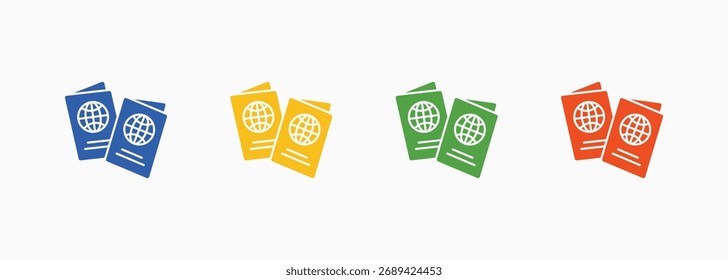 Coleção de vários estilos de cor para conjunto de ícones do Passport
