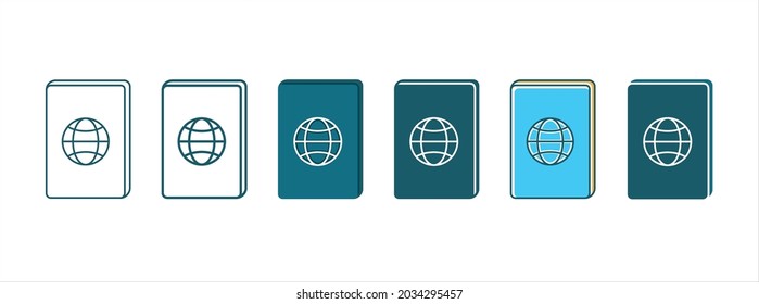 Passport icon set. Country travel document passport vector icon set.