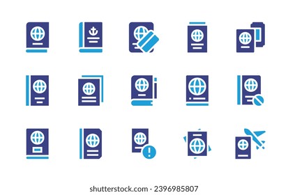 Passport icon set. Duotone color. Vector illustration. Containing passport, deportation, travel.