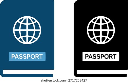 conjunto de ícones de passaporte, vetor mínimo plano, viagem e símbolo de identificação