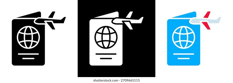 Conjunto de iconos de pasaporte Ilustración vectorial de glifo