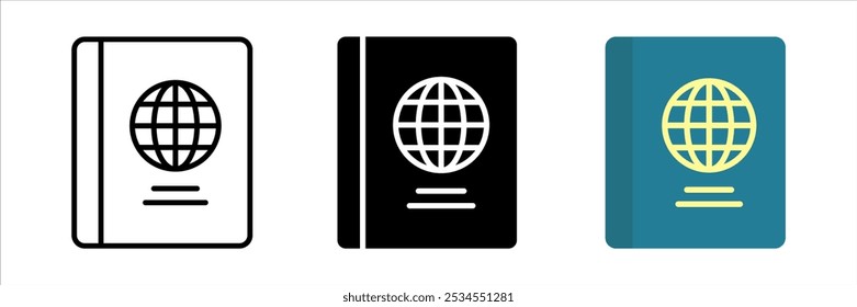 Conjunto de ícones do Passport. para conceito móvel e web design. ilustração vetorial em fundo branco