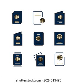 Conjunto de iconos de Passport. Elementos vectores de símbolo del paquete de Passport para la web infográfica