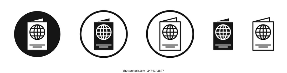 Passport icon set. Travel document vector symbol. Citizenship passport sign.