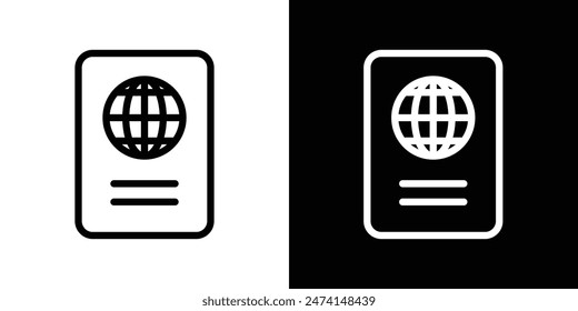 Passport icon set. Travel document vector symbol. International ID sign.