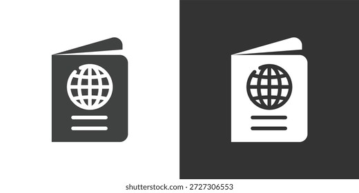 Icono de pasaporte. Icono de la serie de glifos sólidos
