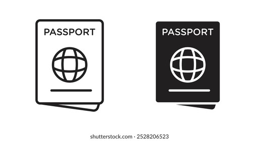 Ícone do Passport em estilo sólido e traçado.