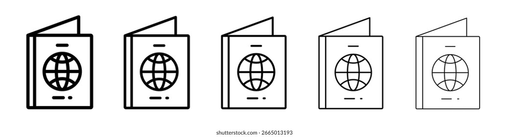 Ícone do Passport Conceito do símbolo para web design.ícone do vetor de linha simples. ilustração do logotipo.