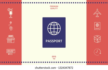 Passport icon symbol. Graphic elements for your design