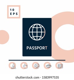 Passport icon symbol. Graphic elements for your design