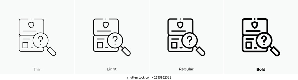 passport icon. Thin, Light Regular And Bold style design isolated on white background