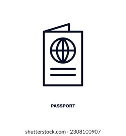 passport icon. Thin line passport icon from hotel and restaurant collection. Outline vector isolated on white background. Editable passport symbol can be used web and mobile