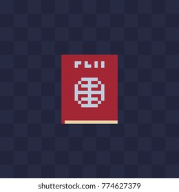 Passport icon. Travel application. Pixel flat style art. 8-bit. Isolated abstract vector illustration. 