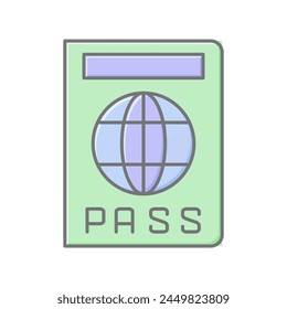 Passport icon, travel, document, identification, visa, editable vector, pixel perfect, illustrator ai file