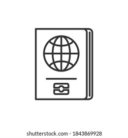 Passport icon a travel vacation symbol logo template. Vector black icon.