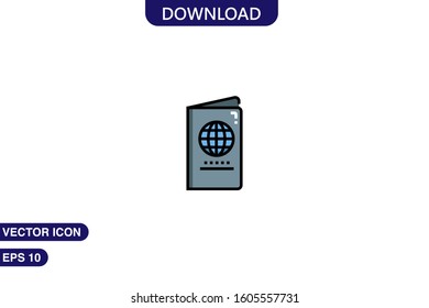 Passport icon in trendy flat style isolated on white background vector illustration