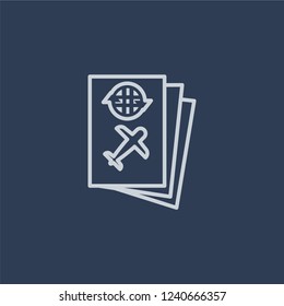 Passport icon. Trendy flat vector line Passport icon on dark blue background from Architecture and Travel collection. 