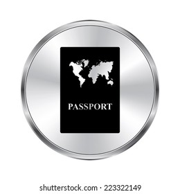 Passport  icon - vector brushed metal button