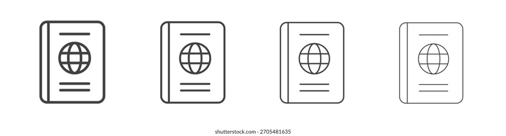 Coleção de vetor de ícone do Passport, modelo de logotipo de ilustração no estilo de traçados editáveis de linha fina na moda.