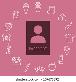 Passport icon, vector design element