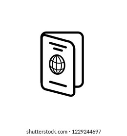 Passport Icon Vector in Flat & Line Art Style.