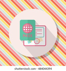 Passport icon, Vector flat long shadow design. Transport concept.