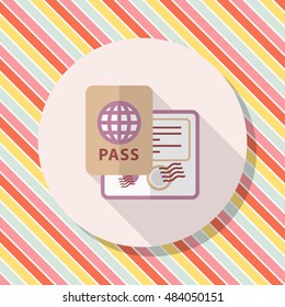 Passport icon, Vector flat long shadow design. Transport concept.