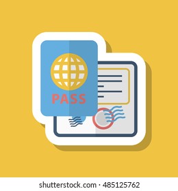 Passport icon, Vector flat long shadow design. Transport concept.