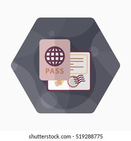 Passport icon, Vector flat long shadow design. Transport concept.