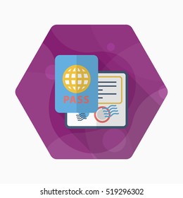 Passport icon, Vector flat long shadow design. Transport concept.