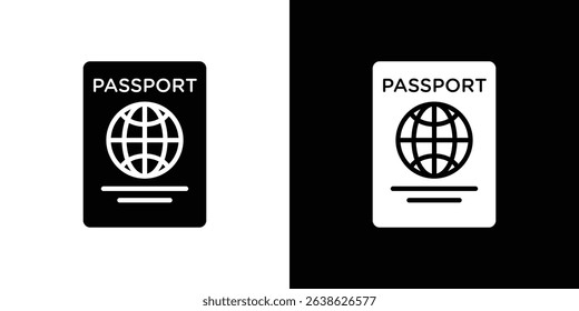 Passport icon Vector in flat style. Collection silhouettes
