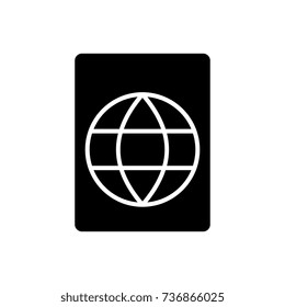 passport icon, vector illustration, black sign on isolated background