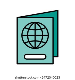 Passport icon, vector illustration, filled style, best used for web