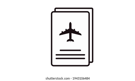 Passport Icon. Vector Isolated Black and White Illustration of a Passport. Plane Passport Icon