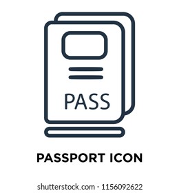 Passport icon vector isolated on white background, Passport transparent sign , thin symbols or lined elements in outline style