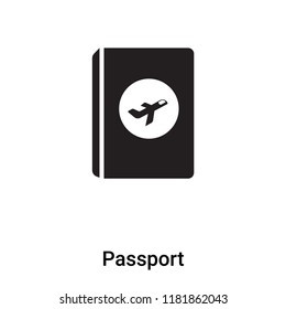 Passport icon vector isolated on white background, logo concept of Passport sign on transparent background, filled black symbol